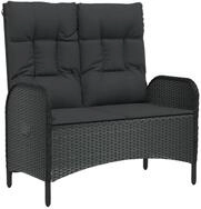 vidaXL Gartenbank, Outdoor Bank mit Liegefunktion & Kissen 107cm Poly Rattan...