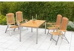MERXX Garten-Essgruppe Keros, (5-tlg), 4 Klappsessel mit Tisch braun|grau
