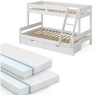 VitaliSpa&reg; Etagenbett Everest, Wei&szlig;, 120x200 / 80x200 cm mit 2 Matratzen und 2