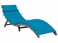 vidaXL Deck chair with cushion made of solid acacia wood blu