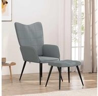 vidaXL Sessel vidaXL Relaxsessel mit Hocker Hellgrau Stoff