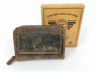 Greenburry Geldbörse braune Vintage Geldbörse Fettlederbörse Reißverschluss