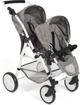 CHIC2000 Puppen-Zwillingsbuggy Twinny, Jeans Grey, mit schwenkbaren...
