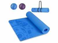 INTEY Yogamatte, Yogamatte Gymnastikmatte TPE Rutschfest Übungsmatte blau