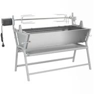 vidaXL Holzkohlegrill BBQ Grill mit Drehspie&szlig; Eisen und Edelstahl