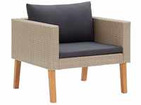 vidaXL 1-Sitzer-Gartensofa mit Auflagen Poly Rattan beige