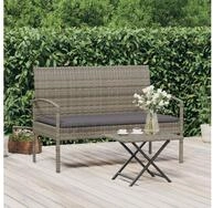 vidaXL Gartenbank vidaXL Gartenbank mit Kissen Grau 105 cm Poly Rattan