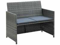 vidaXL 2-Sitzer-Gartensofa mit Polstern Poly Rattan grau