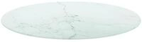 vidaXL Tischplatte, Wei&szlig; &Oslash;80x1 cm Hartglas in Marmoroptik