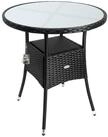 Casaria Gartentisch, Polyrattan Rund Glas H&ouml;henverstellbar 80kg Belastbarkeit