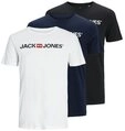 Jack & Jones Rundhalsshirt JJECORP im 3er Pack mit Print und Rundhalsausschnitt