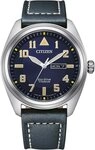 Citizen Solaruhr BM8560-45LC, Armbanduhr, Herrenuhr, Titan, Datum, Lederarmband