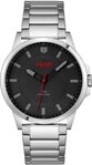 HUGO Quarzuhr #FIRST 1530246, Armbanduhr, Herrenuhr, Mineralglas, Edelstahlarmband