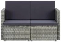 vidaXL Sofa, 2-Sitzer-Gartensofa mit Auflagen Grau Poly Rattan