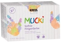 Kreul Fingerfarbe 2321 MUCKI, 6x 150 ml Softie Pastellfarben Wasserbasis