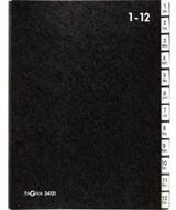 PAGNA Aktenordner Pultordner 12-tlg 1-12 schwarze Hartpappe Leinenr&uuml;cken