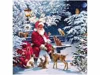 Ambiente Luxury Paper Products Papierserviette 20 Servietten Santa on Bench...