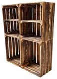 Teramico Holzkiste Holzkisten 4er Set Geflammt 50 x 40 x 30cm, Vintage Obstkiste