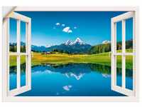 Artland Wandbild Fensterblick Alpen und Bergsee, Berge (1 St), als Leinwandbild,
