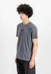 T-Shirt ALPHA INDUSTRIES "Basic T-Shirt ML", Herren, Gr. S, schwarz (grauschwarz,