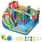 Outsunny H&uuml;pfburg aufblasbare Burg mit Wasserrutsche Planschbecken Kletterwand,