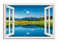 Artland Wandbild Fensterblick Alpen und Bergsee, Berge (1 St), als Leinwandbild,