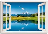 Artland Wandbild Fensterblick Alpen und Bergsee, Berge (1 St), als Leinwandbild,