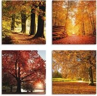 Artland Leinwandbild Herbstlandschaft, B&auml;ume (4 St), 4er Set, verschiedene Gr&ouml;&szlig;en