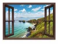 Artland Wandbild Küstenweg in Nordirland durchs Fenster, Meer Bilder (1 St),...