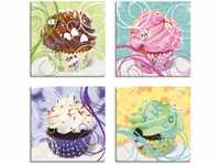 Artland Leinwandbild Cupcakes, Süßspeisen (4 St), 4er Set, verschiedene...