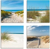 Artland Leinwandbild Strand und Sandd&uuml;nen, Strand (4 St), 4er Set, verschiedene
