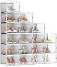 SONGMICS Schuhbox 18er Set, Schuh-Organizer aus Kunststoff, faltbar und stapelbar (18