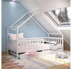 IDIMEX Hausbett ALVA, Hausbett Montessori Kinderbett 90 x 200 Kiefer 2 Schubladen