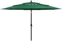 vidaXL Sonnenschirm Sonnenschirm mit Aluminium-Mast 3-lagig Gr&uuml;n 3,5 m