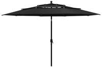 vidaXL Sonnenschirm Sonnenschirm mit Aluminium-Mast 3-lagig Schwarz 3,5 m