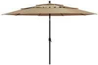vidaXL Sonnenschirm Sonnenschirm mit Aluminium-Mast 3-lagig Taupe 3,5 m