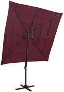 vidaXL Sonnenschirm Sonnenschirm mit Aluminium-Mast 4-lagig Bordeauxrot 250x250...