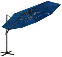 vidaXL Sonnenschirm Sonnenschirm mit Aluminium-Mast 4-lagig Azurblau 3x3 m