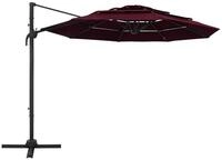 vidaXL Sonnenschirm, Balkonschirm mit Aluminium-Mast 4-lagig Bordeauxrot 3x3 m
