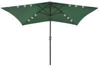 vidaXL Sonnenschirm Sonnenschirm mit LEDs und Stahl-Mast Gr&uuml;n 2x3 m
