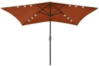 vidaXL Sonnenschirm Sonnenschirm mit LEDs und Stahl-Mast Terrakottarot 2x3 m