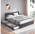 Flieks Polsterbett, Samt Stauraumbett mit 2 Schubladen 180x200cm