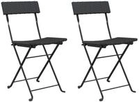 vidaXL Gartenstuhl Bistrost&uuml;hle 2 Stk. Klappbar Schwarz Poly Rattan und Stahl...
