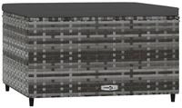 vidaXL Hocker, Gartenhocker mit Kissen Grau Poly Rattan