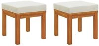 vidaXL Hocker Gartenhocker mit Kissen 2 Stk. 40x40x42 cm Massivholz (2 St)