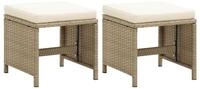 vidaXL Gartenstuhl Gartenhocker 2 Stk. mit Sitzkissen Poly Rattan Beige (2 St)