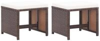 vidaXL Gartenstuhl Gartenhocker 2 Stk. mit Sitzkissen Poly Rattan Braun (2 St)