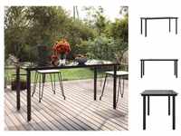vidaXL Garten-Esstisch schwarz 160x80x74 cm Stahl und Hartglas