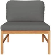 vidaXL Gartenlounge-Mittelteil, Mittelsofa mit Dunkelgrauen Kissen Massivholz Teak