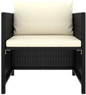 vidaXL Sofa, Gartensofa mit Kissen Schwarz Poly Rattan